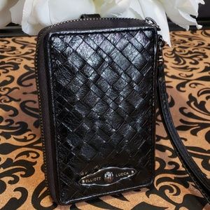 ELLIOTT LUCCA BLACK LEATHER WOVEN WRISTLET